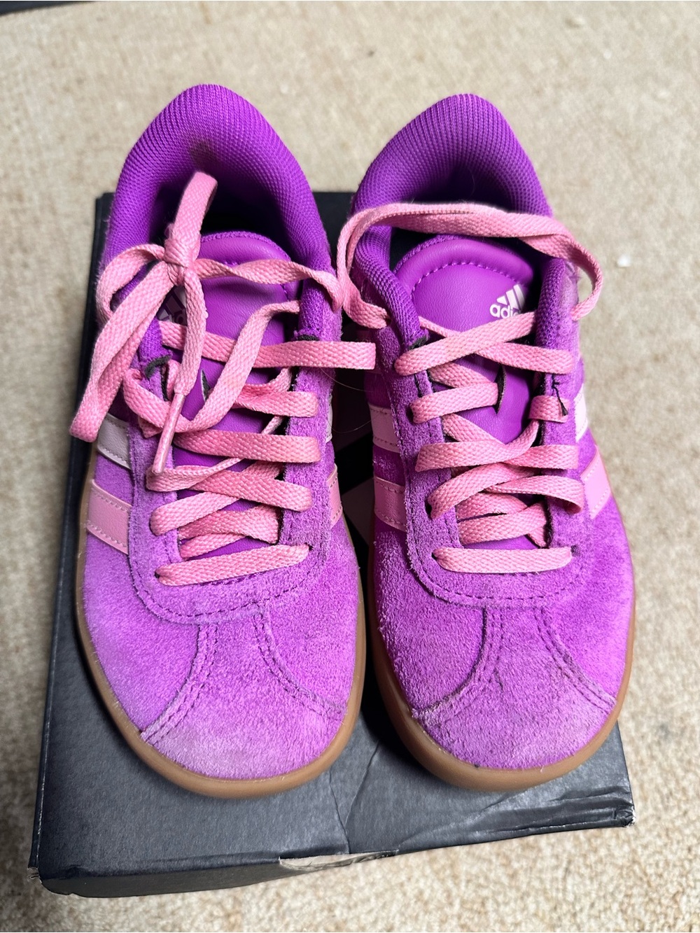 adidas Kids Purple and Pink Suede Lace-Up Sneakers